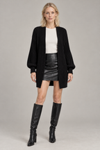 Manteau long en maille pour femme – Noir